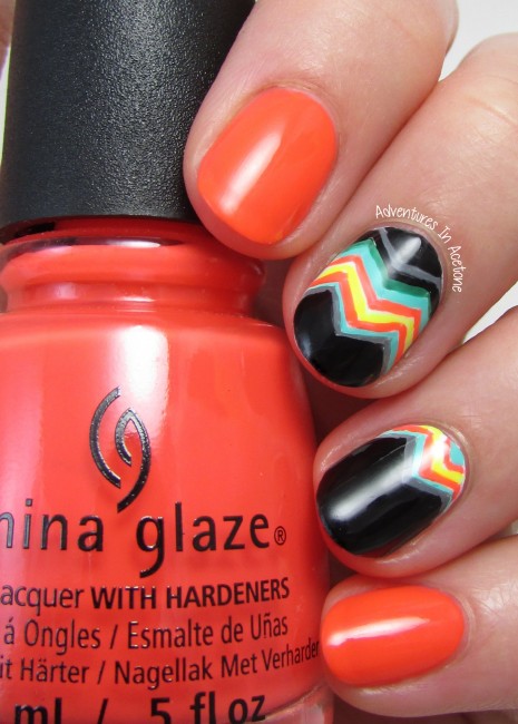 Bright Funky Chevron Nail Art 2