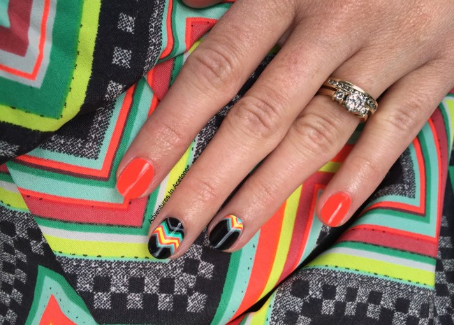 Bright Funky Chevron Nail Art 3