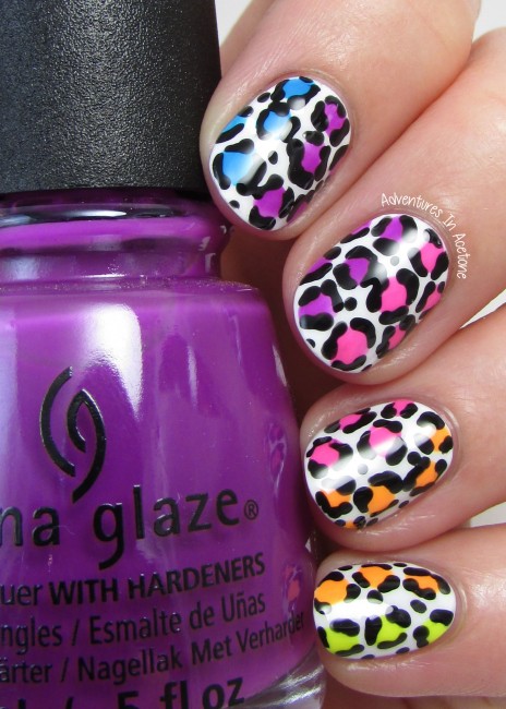 China Glaze Electric Nights Rainbow Leopard Nail Art 1