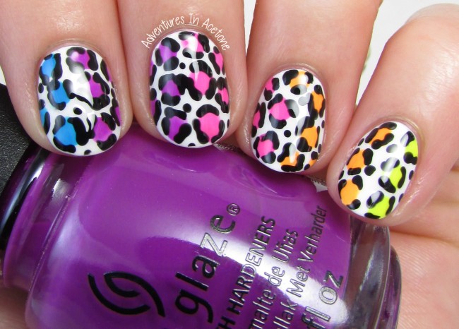 China Glaze Electric Nights Rainbow Leopard Nail Art 2