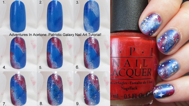 Patriotic Galaxy Nail Art Tutorial Collage Header