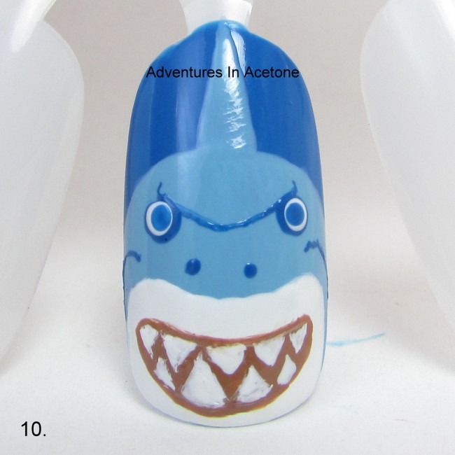 Bruce the Shark Nail Art Tutorial step 10