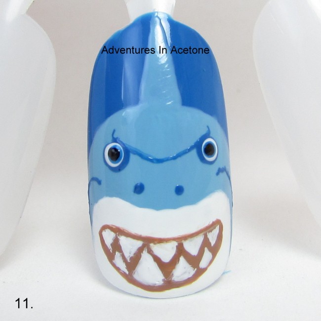 Bruce the Shark Nail Art Tutorial step 11