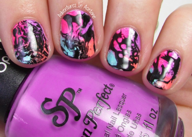 Neon Water Spotted nail art 1