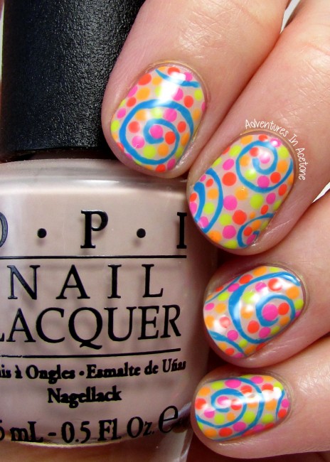 Neon swirl nail art 1