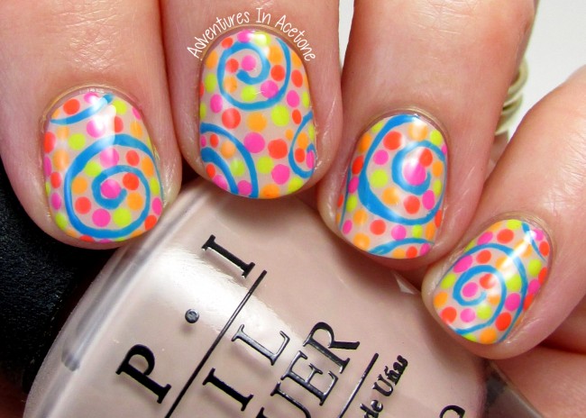 Neon swirl nail art 2