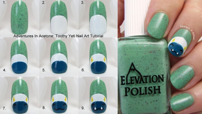 Toothy Yeti Nail Art Tutorial Collage