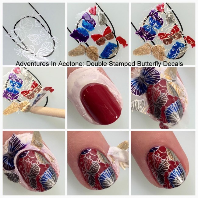 Double Stamp Butterfly Decals with Zoya Flair Collection collage