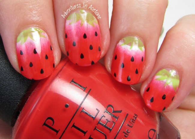 Strawberry Stamp Decal Nail Art 1