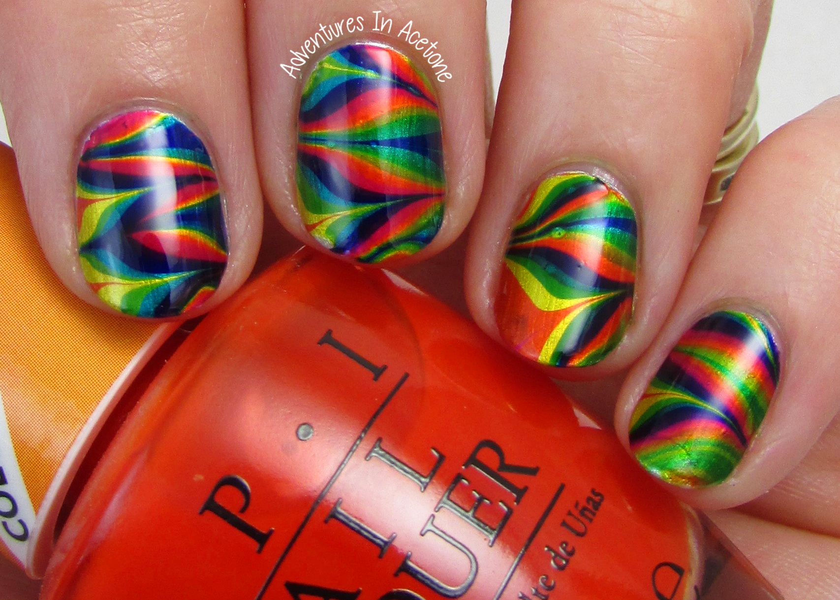 Water Marble Nail Art with OPI ColorPaints! - Adventures In Acetone