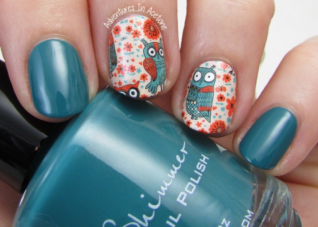 KBShimmer Red and Teal Owl Water Slide Decals 1