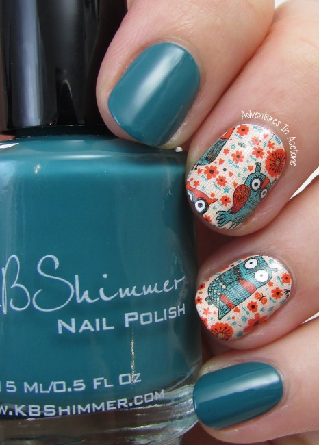 KBShimmer Red and Teal Owl Water Slide Decals 2