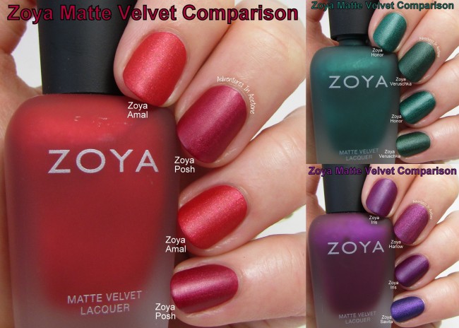 Zoya Matte Velvet Comparison collage