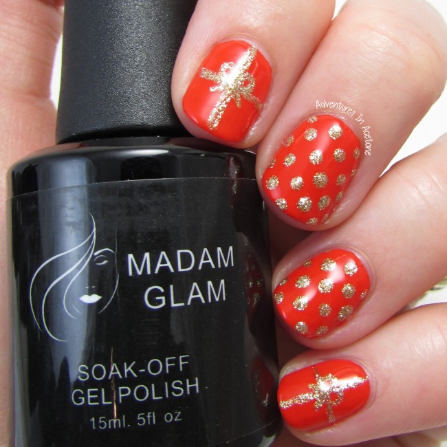 Madam Glam True Fire Brick Red and It's Not You, It's Me soak off gel holiday nail art 1