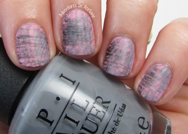 Pink and Gray Fan Brush Nail Art 1