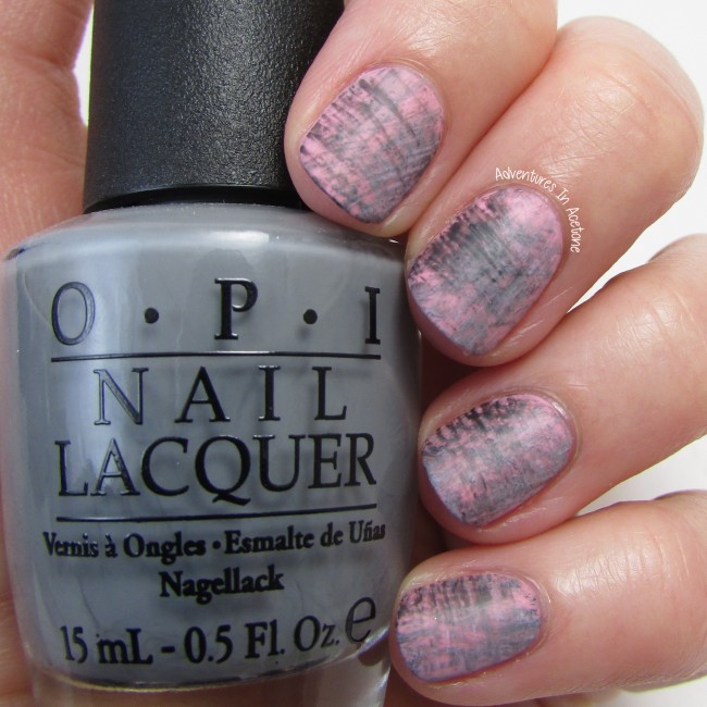 Pink and Gray Fan Brush Nail Art 2