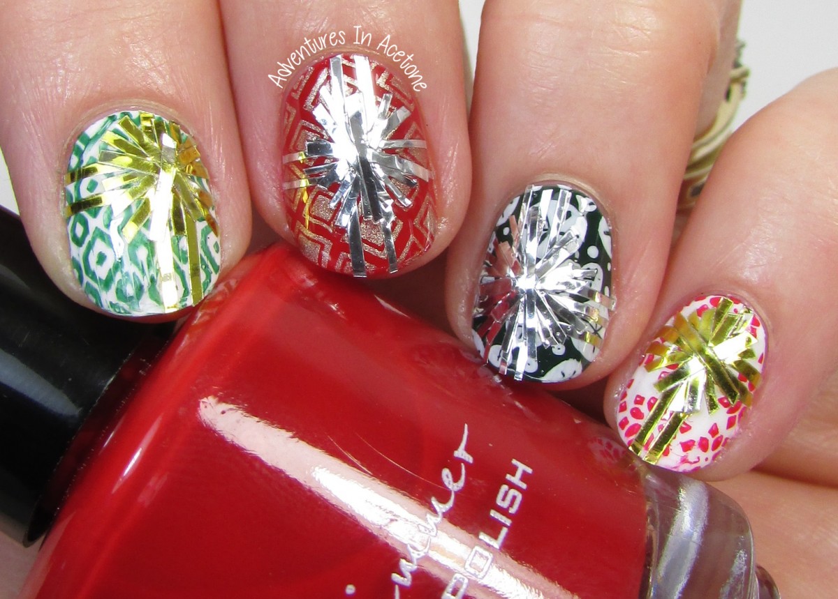 The Digital Dozen DOES Traditions, Day 5 Gift Wrap Nail Art (40 Great