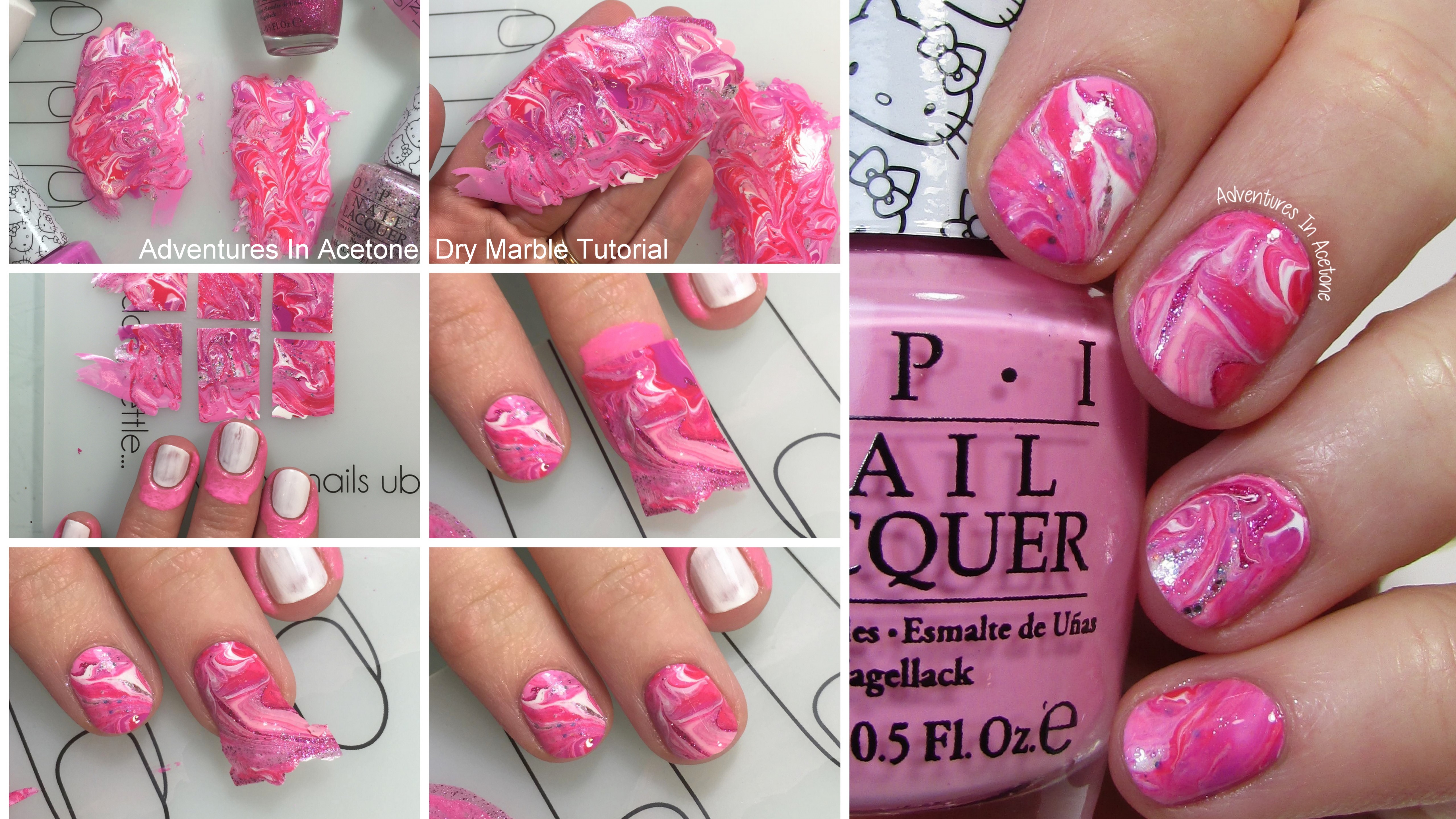 Tutorial Tuesday: OPI Hello Kitty Collection Dry Marble Nail Art -  Adventures In Acetone