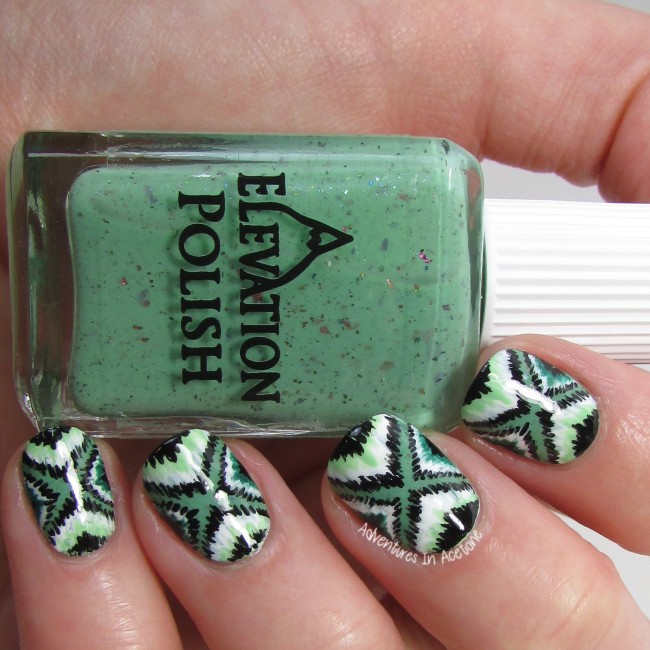 Green Ikat Nail Art 1-001