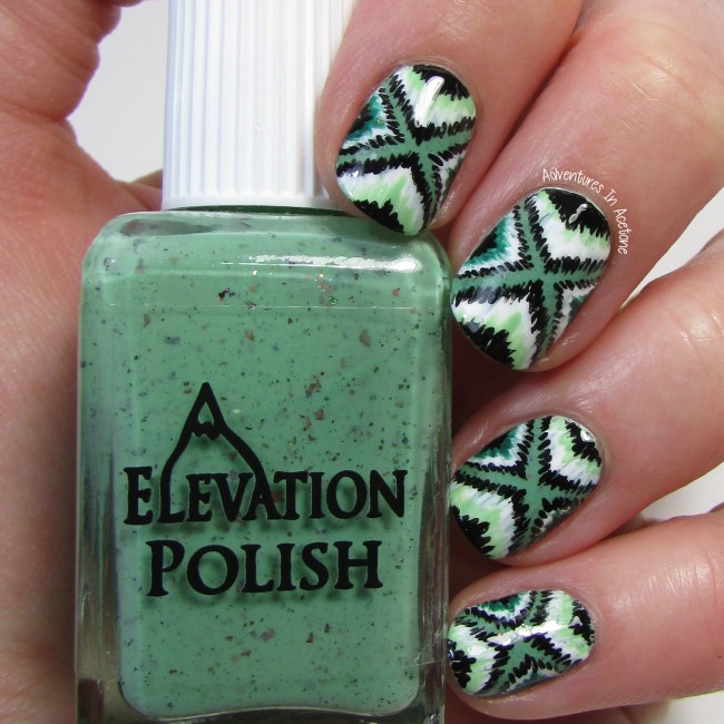 Green Ikat Nail Art 2