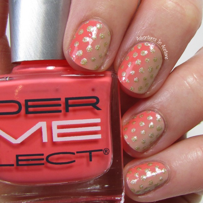 Coral Gradient with Polka Dots nail art 1