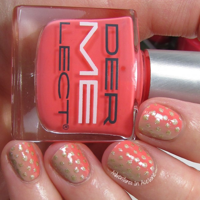 Coral Gradient with Polka Dots nail art 2