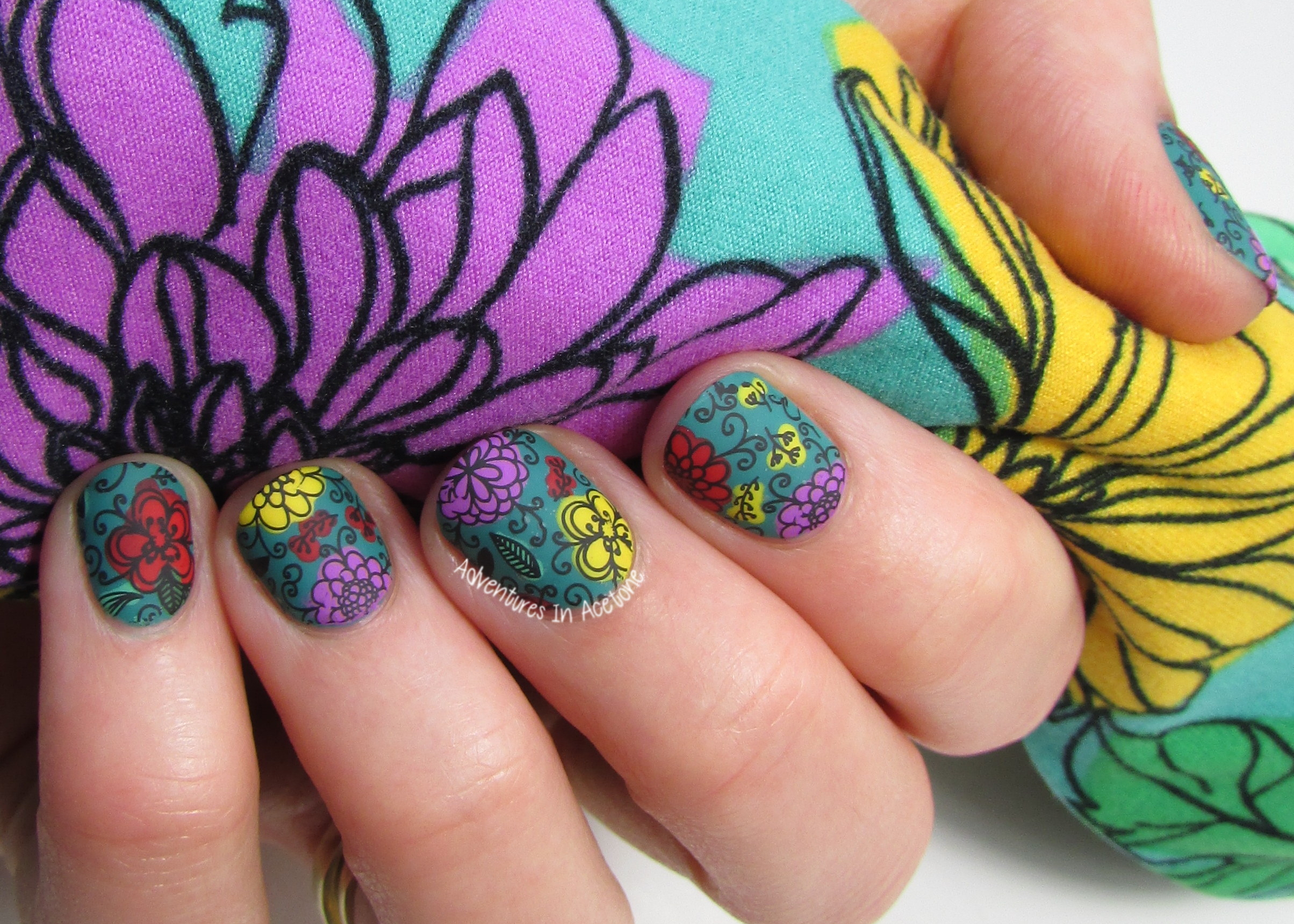 LuLaRoe Floral Leggings Inspired Nail Art! - Adventures In Acetone