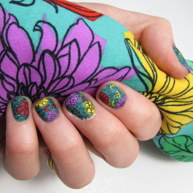LuLaRoe Floral Leggings Inspired Nail Art 1