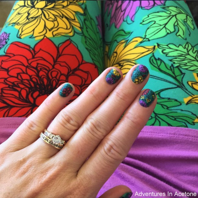 LuLaRoe Floral Leggings Inspired Nail Art 4