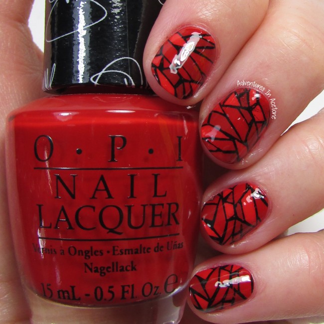 Red Mosaic Nail Art 1