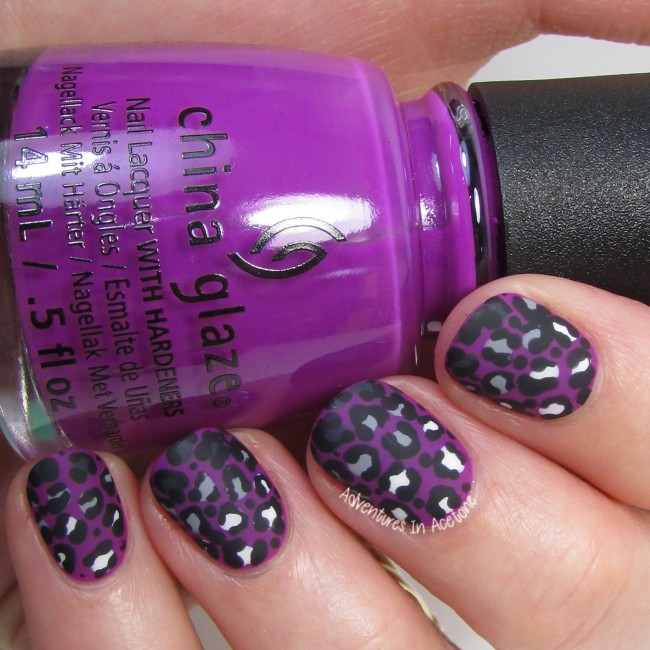 Violet Leopard Gradient Nail Art 1-001