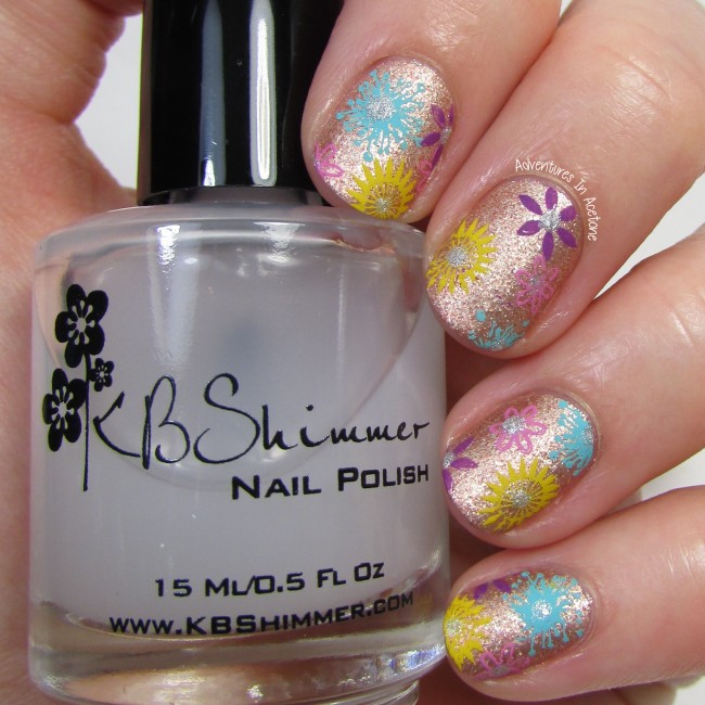 Floral metallic matte nail art 1