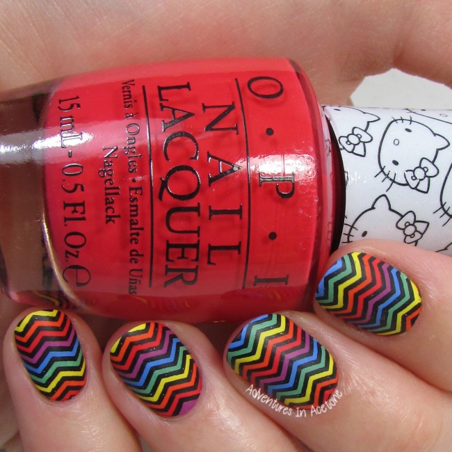 Rainbow Chevron Nail Art 1-001