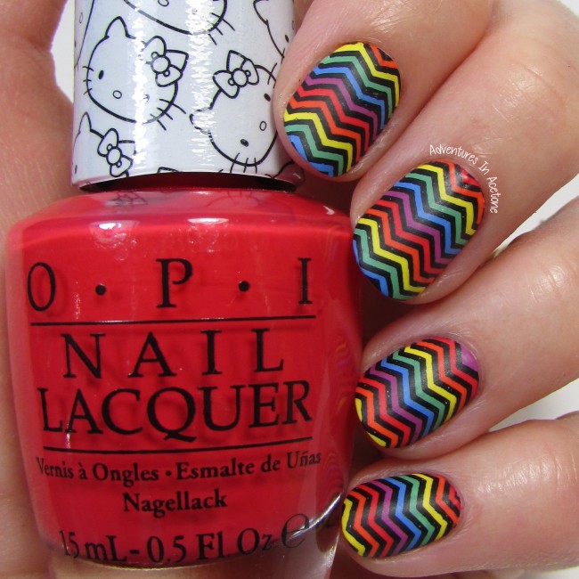 Rainbow Chevron Nail Art 2