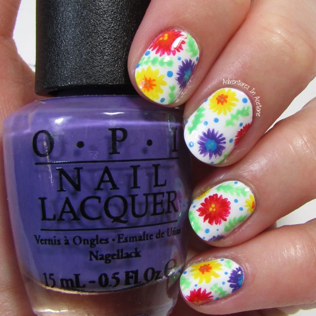 Rainbow Floral Nail Art 1