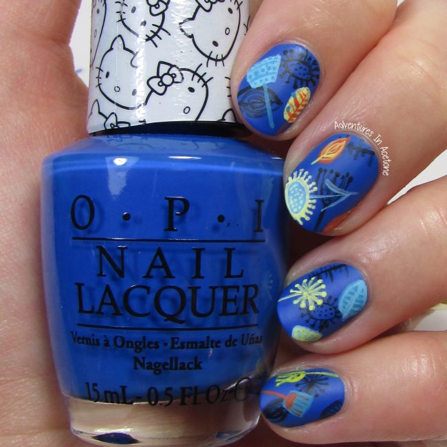 Blue Floral LuLaRoe Leggings Nail Art 3
