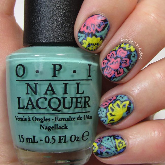 LuLaRoe Floral Leggings Inspired Nail Art 1