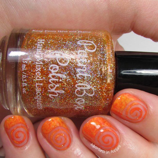 Orange Saran Wrap Negative Space Swirl Nail Art 1-001