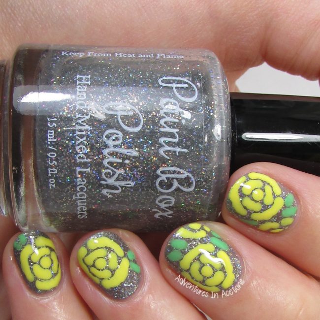 Yellow Roses Nail Art 2-001